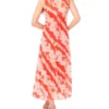 MARIELLA Floral Stripe Sleeveless Mesh Midi Dress