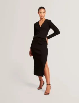 MAXI SKIRT WITH RIB Black