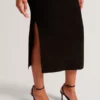 MAXI SKIRT WITH RIB Black