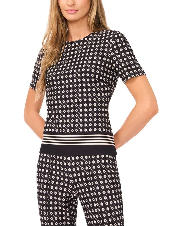 MIDGE Geometric Short Sleeve Knit Top MIDGE Geometric Short Sleeve Knit Top