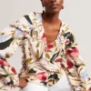 MINASA Floral Print Frill Trim Long Sleeve Blouse