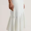 MIYHAA Flippy Hem Square Neck Knitted Midi Dress
