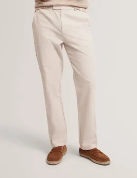 MOBEDO Houndstooth Cotton Linen Tapered Trousers