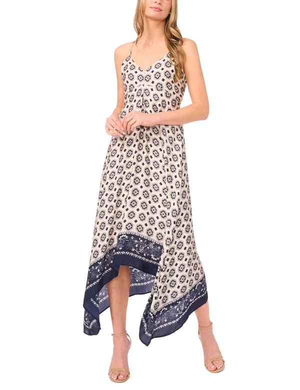 MOIRA Tile Print Strappy Asymmetric Midi Dress MOIRA Tile Print Strappy Asymmetric Midi Dress