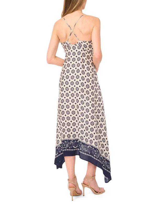 MOIRA Tile Print Strappy Asymmetric Midi Dress MOIRA Tile Print Strappy Asymmetric Midi Dress