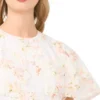 NATALIA Floral Overlay Flutter Sleeve Midi Dress