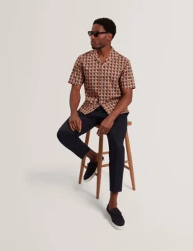 NAYELIN Relaxed Fit Painted Geo Print Shirt
