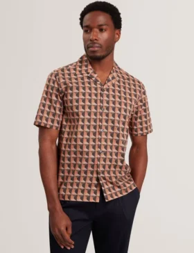 NAYELIN Relaxed Fit Painted Geo Print Shirt