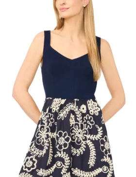 NICOLE Raised Embroidery Knit Top Midi Dress