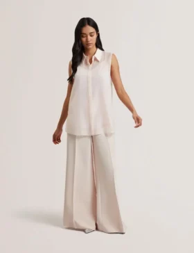 NORELLA Sheer Organza Longline Sleeveless Blouse