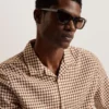 OISE Textured Grid Cotton Short Sleeve Shirt