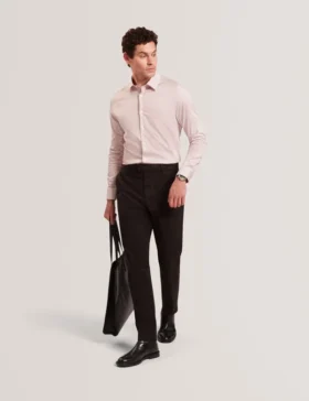 OLWENO Micro Geo Print Long Sleeve Slim Shirt