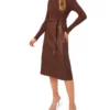ONEIDA Mock Neck Midi Dress with Faux Leather Skirt