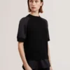 ONZAA Chunky Knit Short Sleeve Top With Shirt Hem