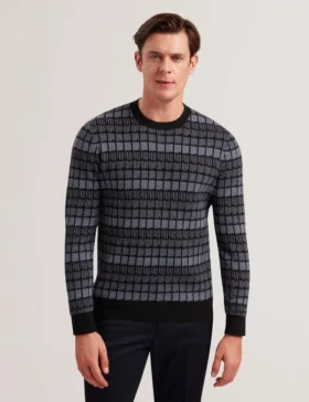 OSBURN Ombre Jacquard Crew Neck Jumper