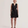 OTIANA Sleeveless Tie Waist Tiered Mini Dress