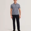 OUNSLO Printed Zip Neck Cotton Polo Shirt