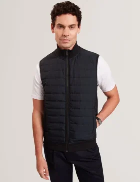PAFAVOR Quilted Front Funnel Neck Zip-Up Gilet