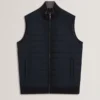 PAFAVOR Quilted Front Funnel Neck Zip-Up Gilet