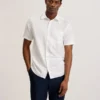 PALOMAS Short Sleeve Textured Linen Cotton Shirt