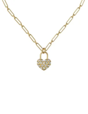 PARIS Statement Pave Crystal Padlock Pendant Necklace