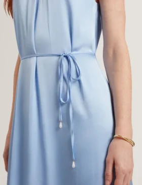 PARKER Satin Gathered Neck Maxi Dress