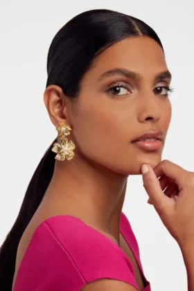 PETARIA Flower Statement Drop Earrings