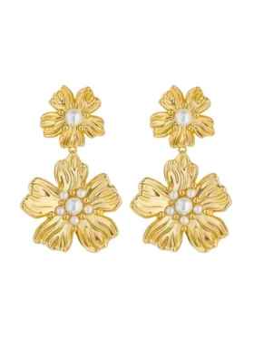 PETARIA Flower Statement Drop Earrings