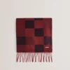 PETERRR Block Check Scarf With Fringe Trim