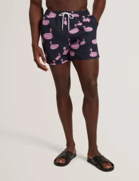 POMONNA Flamingo Print Drawstring Swim Shorts