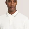 POPCORN STRIPE LONG SLEEVE POLO Egret