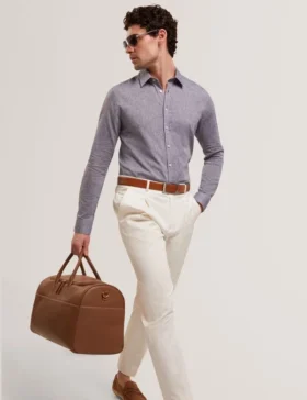 PRYNN Linen Cotton Woven Long Sleeve Shirt