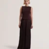 RAYYNA Wide Leg Satin Jumpsuit With Knitted Tank RAYYNA Wide Leg Satin Jumpsuit With Knitted Tank