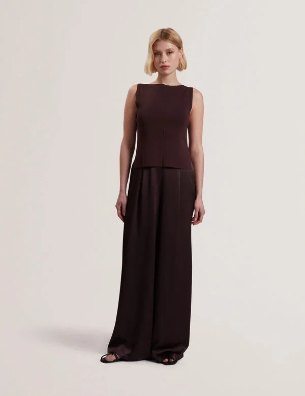 RAYYNA Wide Leg Satin Jumpsuit With Knitted Tank RAYYNA Wide Leg Satin Jumpsuit With Knitted Tank