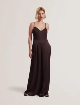 RAYYNA Wide Leg Satin Jumpsuit With Knitted Tank