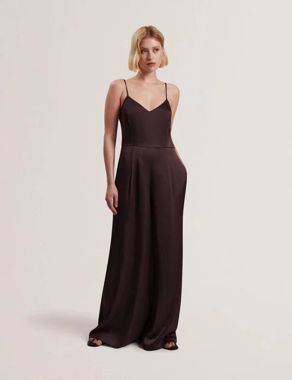 RAYYNA Wide Leg Satin Jumpsuit With Knitted Tank RAYYNA Wide Leg Satin Jumpsuit With Knitted Tank