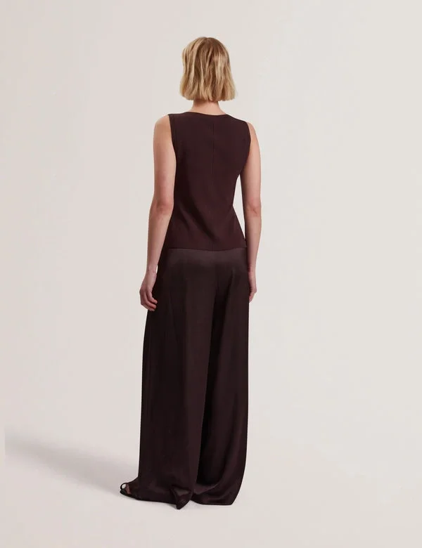 RAYYNA Wide Leg Satin Jumpsuit With Knitted Tank RAYYNA Wide Leg Satin Jumpsuit With Knitted Tank