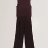 RAYYNA Wide Leg Satin Jumpsuit With Knitted Tank RAYYNA Wide Leg Satin Jumpsuit With Knitted Tank