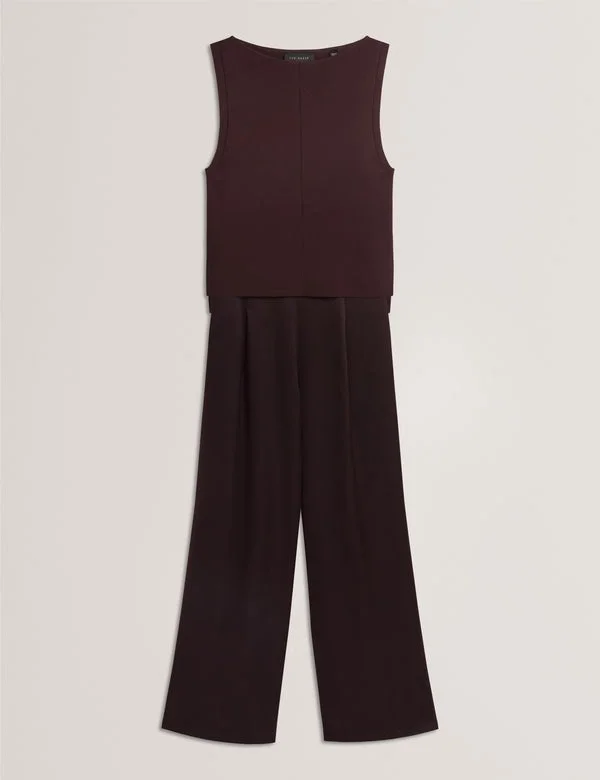 RAYYNA Wide Leg Satin Jumpsuit With Knitted Tank RAYYNA Wide Leg Satin Jumpsuit With Knitted Tank