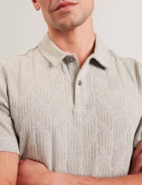 REMBRAN Cable Texture Cotton Blend Polo
