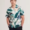ROGNSKI Relaxed Floral Short Sleeve Linen Shirt