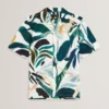 ROGNSKI Relaxed Floral Short Sleeve Linen Shirt