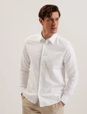 ROMEOS Regular Fit Cotton Linen Long Sleeve Shirt