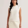 RONDHER Rose Button Wool Knit Tank Top