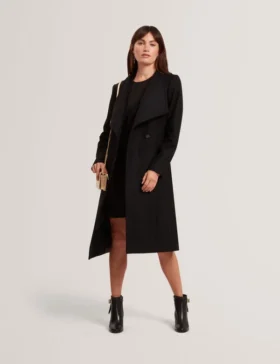 ROSE Mid Length Belted Wool Wrap Coat