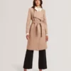 ROSE Mid Length Belted Wool Wrap Coat