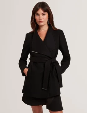 ROSESS Short Belted Wool Wrap Coat