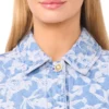 ROSET Floral Print Cropped Denim Jacket