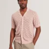 ROWWANN Basket Knit Silk Blend Short Sleeve Shirt