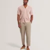 ROWWANN Basket Knit Silk Blend Short Sleeve Shirt